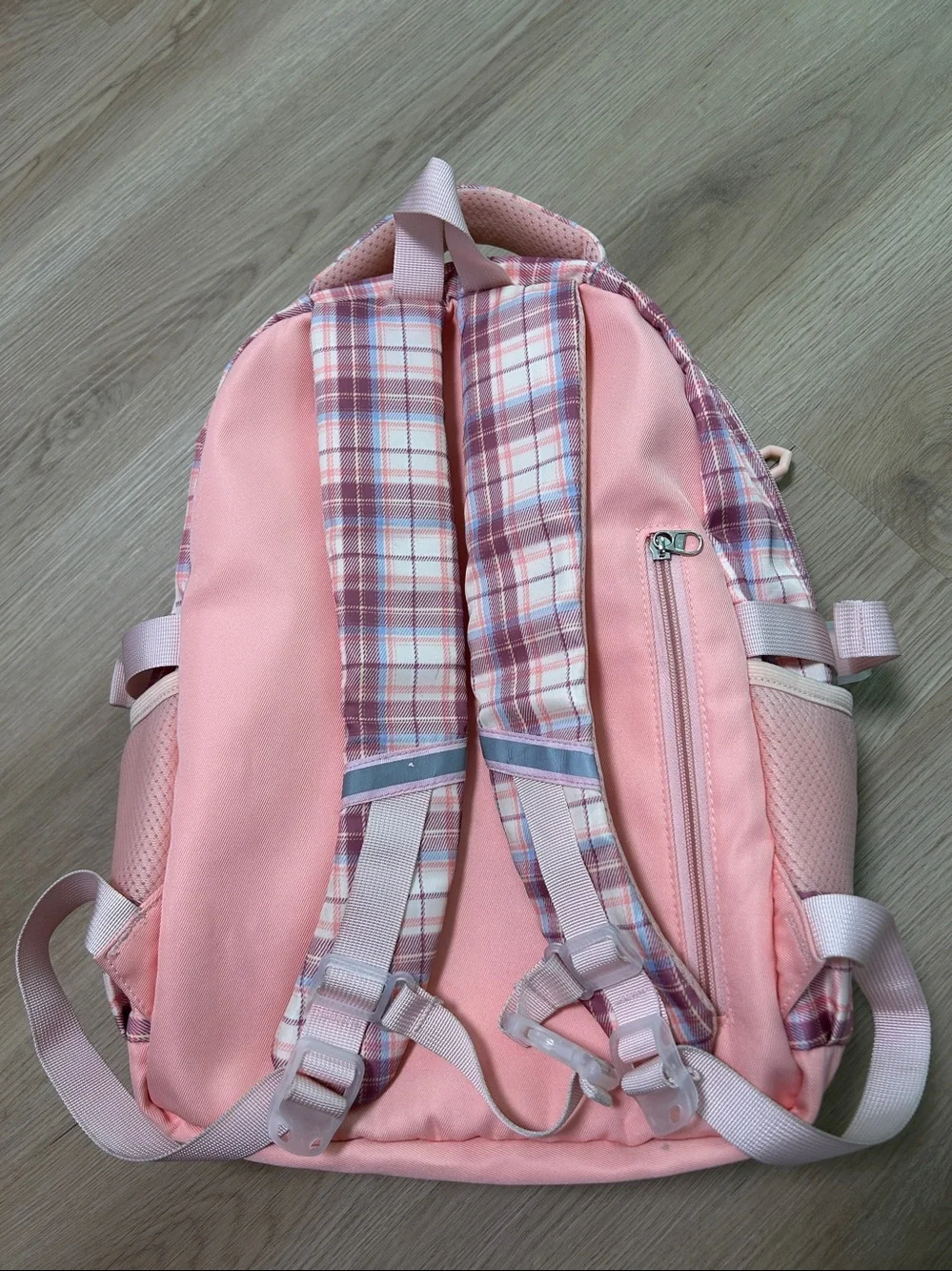Kids Plaid School Backpack with Bunny Charm-Girls Bunny Backpack with lunchbox